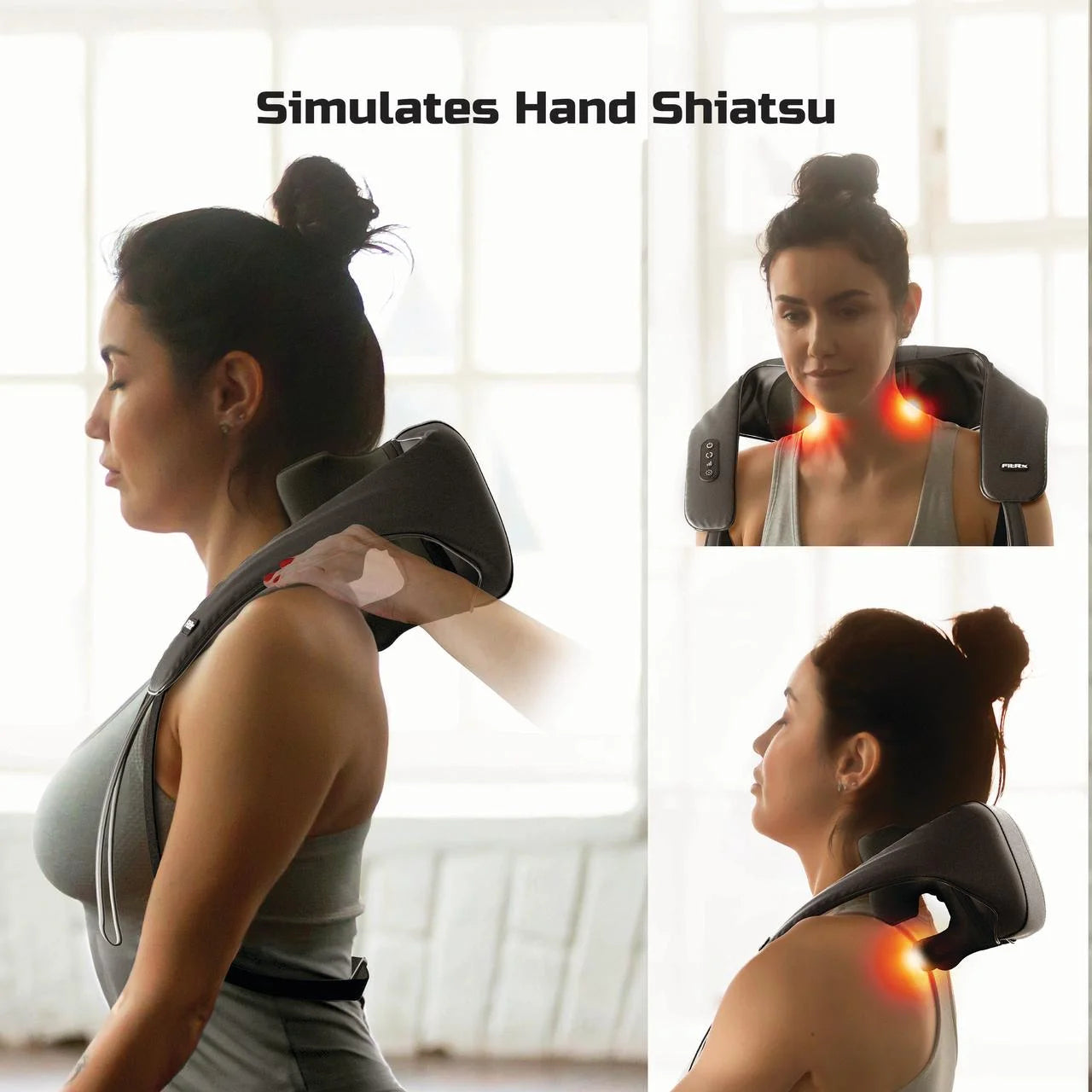 FitRx Shiatsu Pro Shiatsu Back and Neck Massager, Cordless Heated Neck and Shoulder Massager