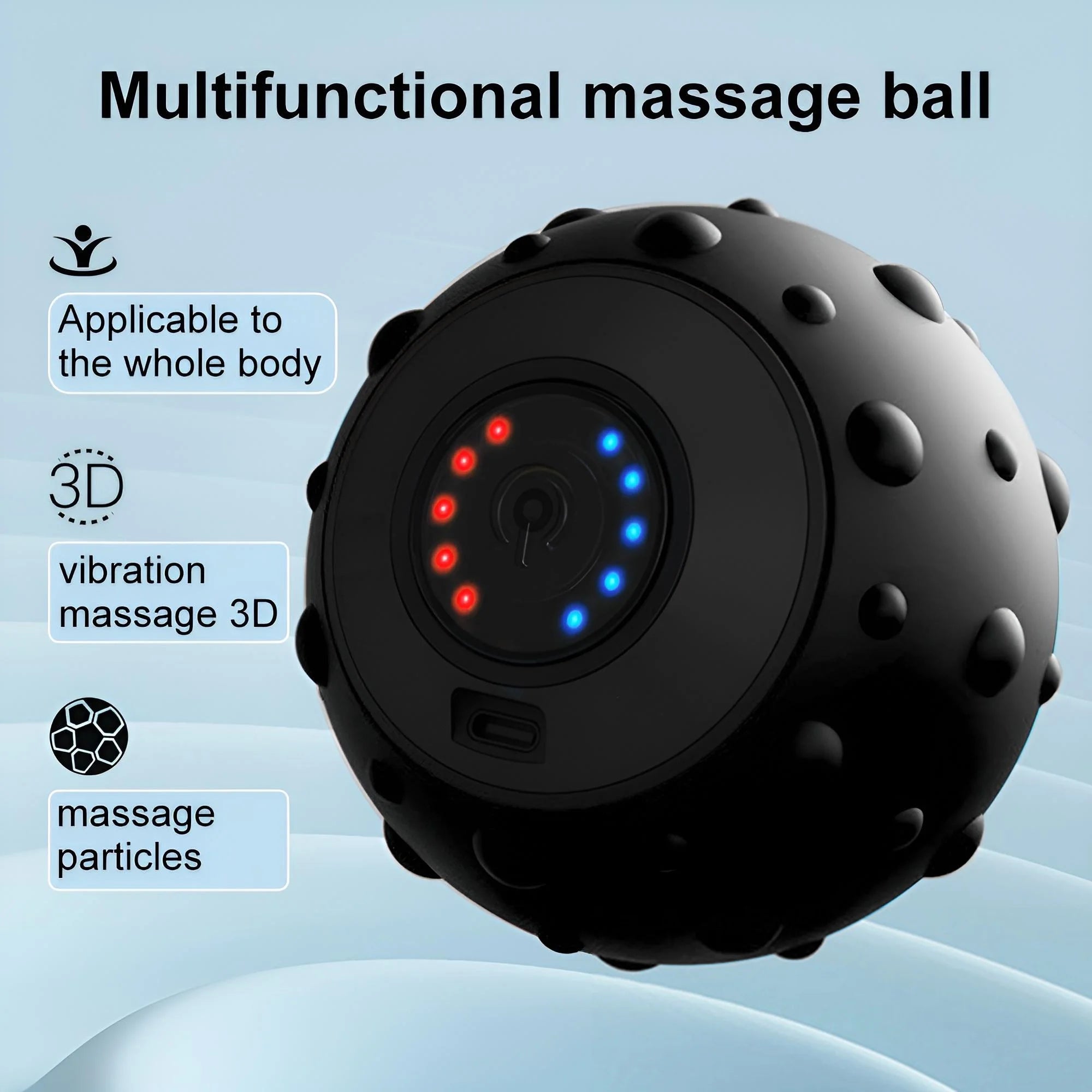 INSMART Deep Tissue Vibrating Massage Ball with 5-Speed Modes, Portable Muscle Pain Relief, Trigger Point Therapy, Type-C Rechargeable, Silicone Body & Ergonomic Design