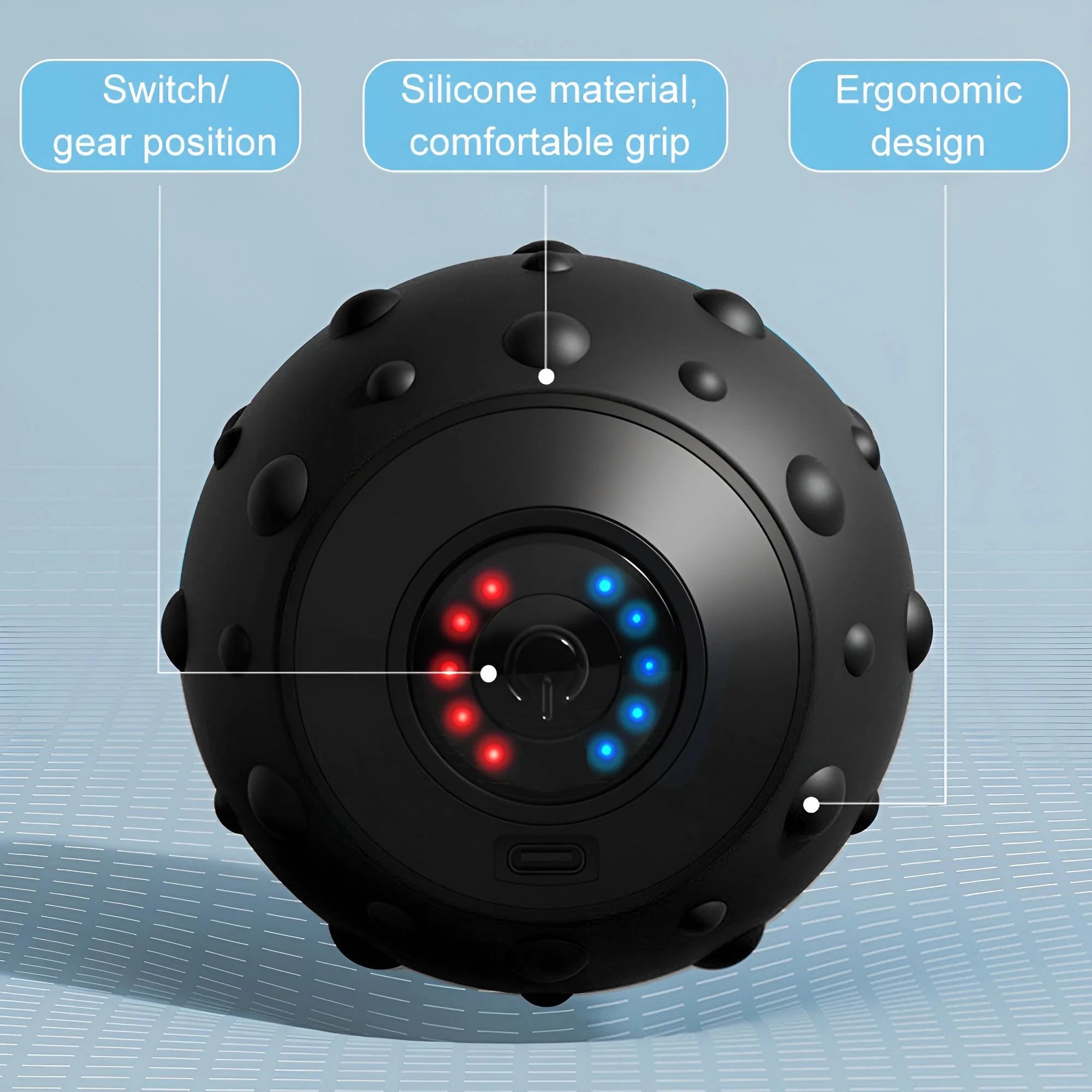 INSMART Deep Tissue Vibrating Massage Ball with 5-Speed Modes, Portable Muscle Pain Relief, Trigger Point Therapy, Type-C Rechargeable, Silicone Body & Ergonomic Design