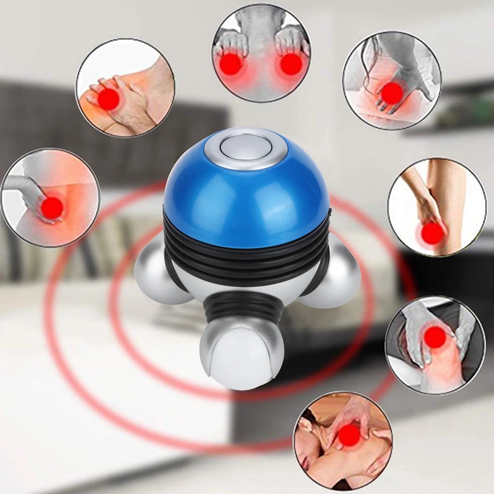 Handheld Massager, Mini Portable Hand-Held Body Vibrating Massager with LED Light for Head Neck Legs Pain Release Massage Tools Equipment [Blue]