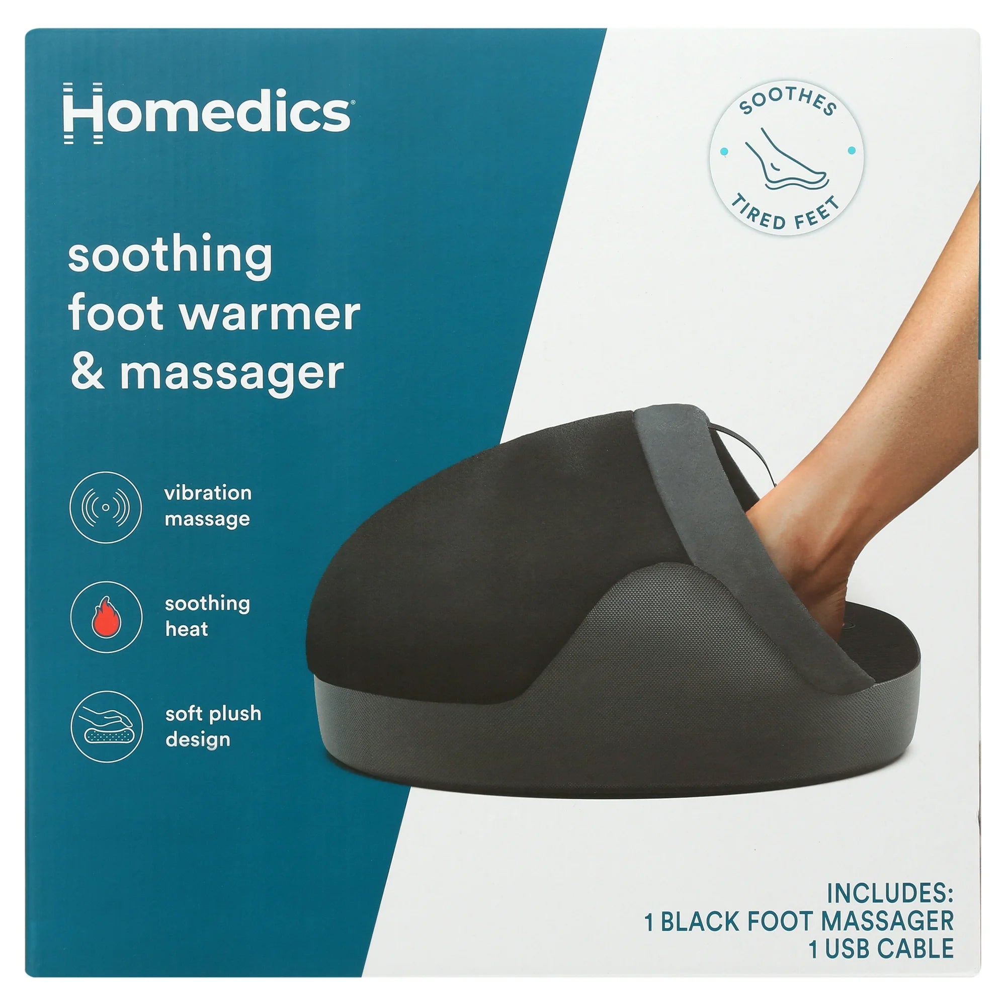 Homedics Soothing Foot Warmer and Massager with Heat, Black