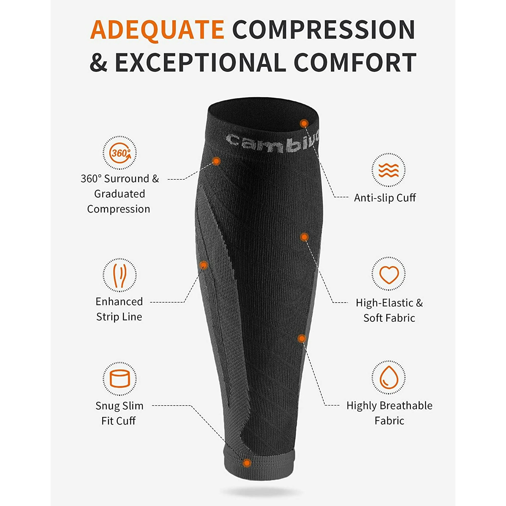 Cambivo 3 Pairs Calf Compression Sleeve for Women & Men, Leg Brace for Running, Cycling, Shin Splint Support for Workout