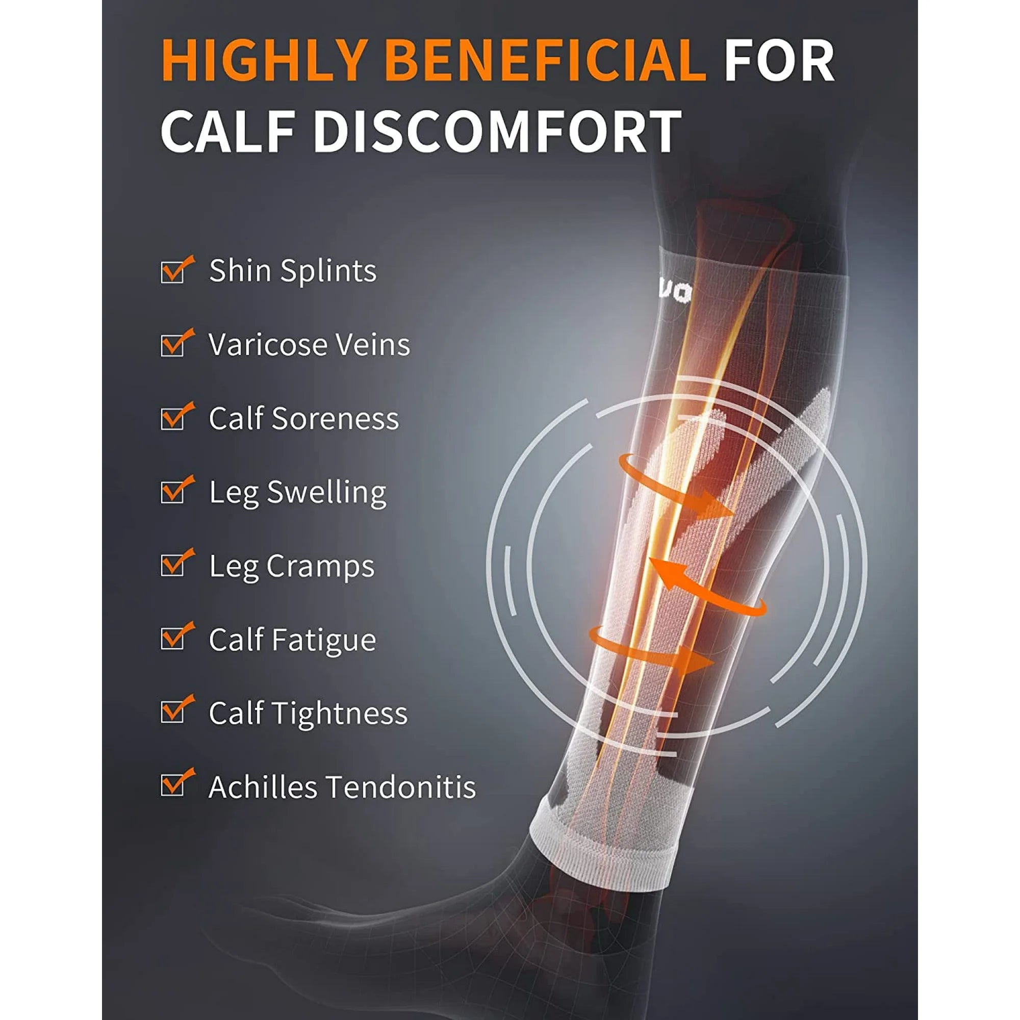 Cambivo 3 Pairs Calf Compression Sleeve for Women & Men, Leg Brace for Running, Cycling, Shin Splint Support for Workout