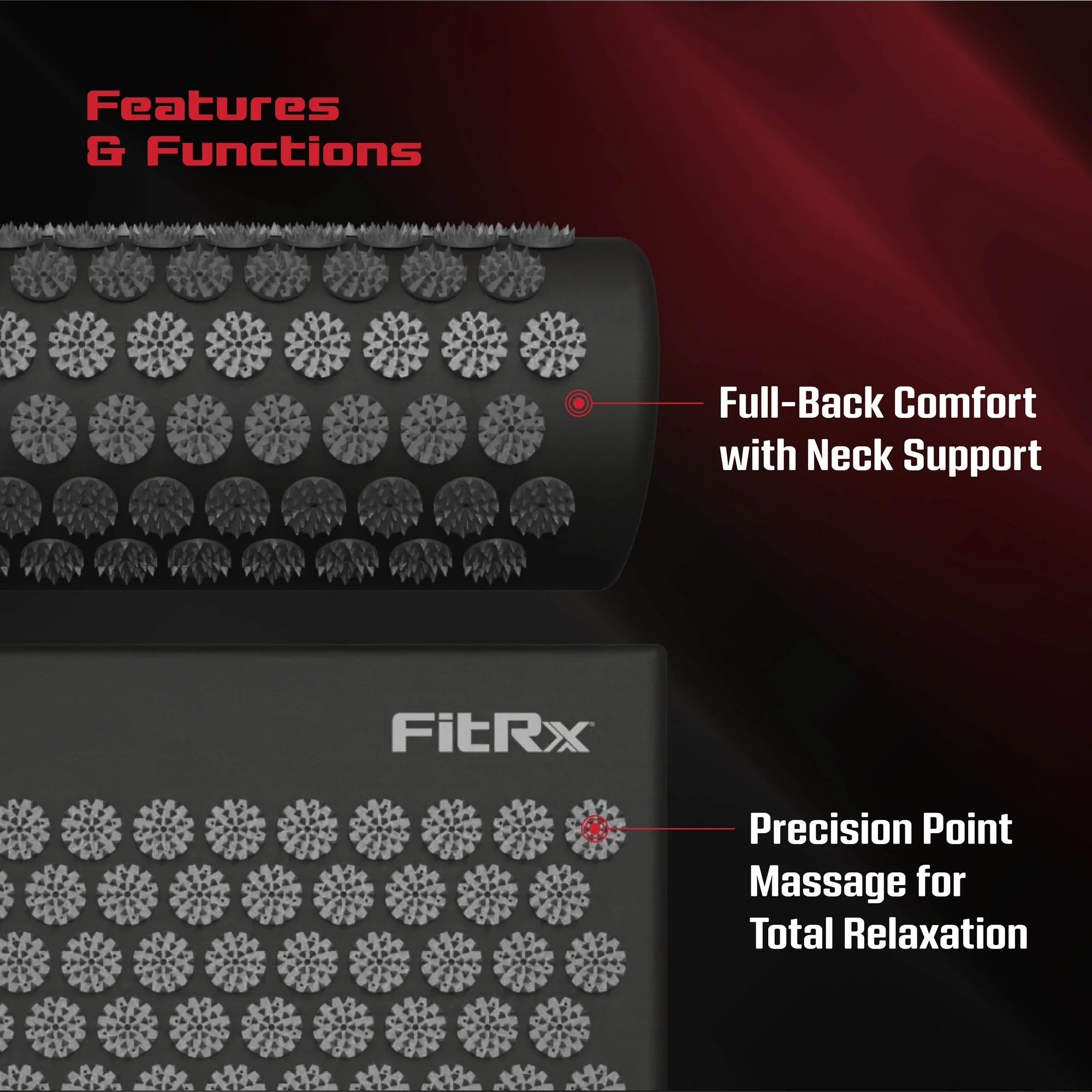FitRx AcuPoint Acupressure Mat, Acupuncture Mat and Pillow Set for Back and Neck Pain Relief, New