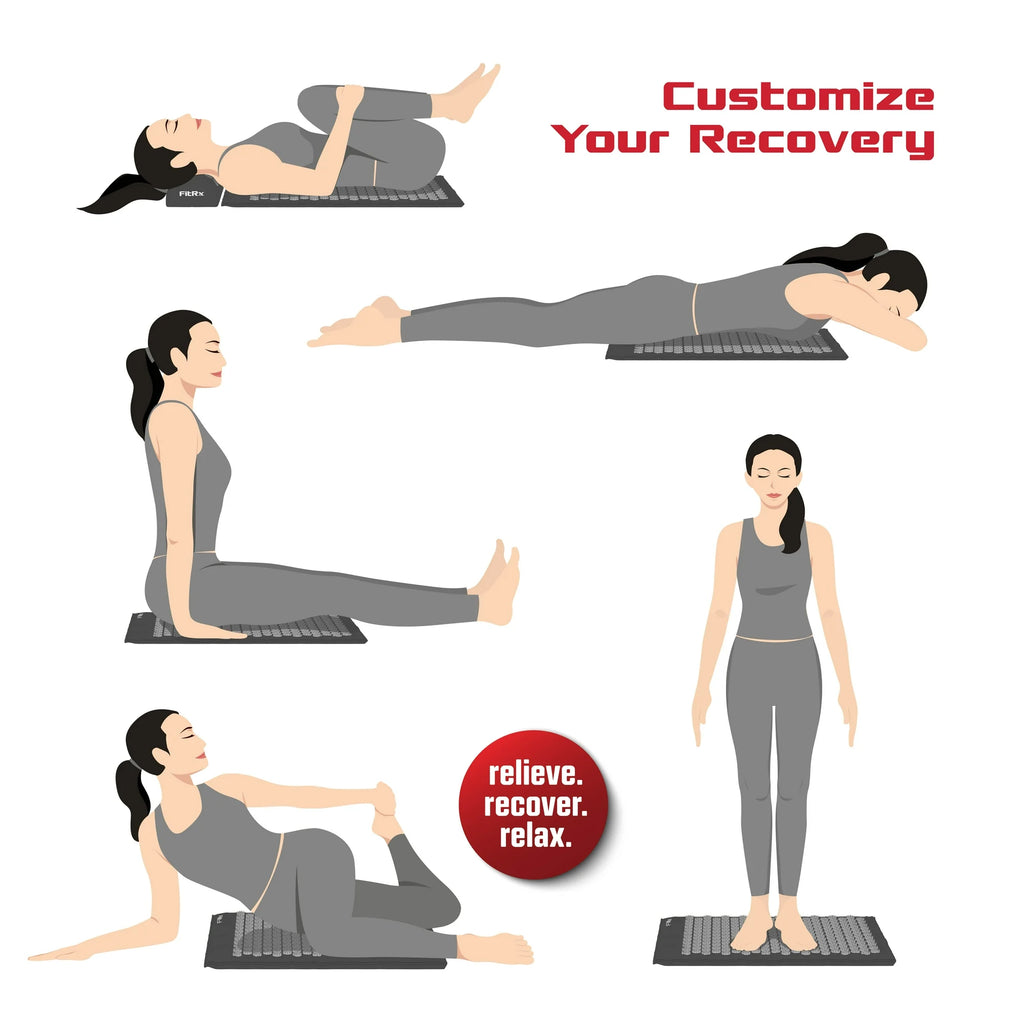 FitRx AcuPoint Acupressure Mat, Acupuncture Mat and Pillow Set for Back and Neck Pain Relief, New